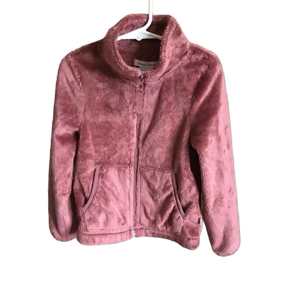 Tommy Bahama Girls zip up Jacket SZ 6 soft furry plush rose pink